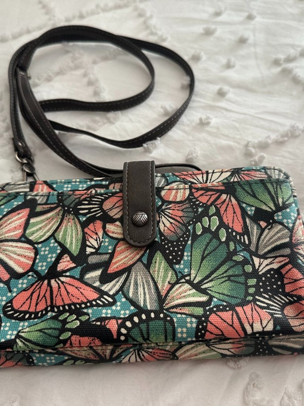 Sakroots Butterfly Crossbody Wallet Clutch Boho Organizer Vegan Leather
